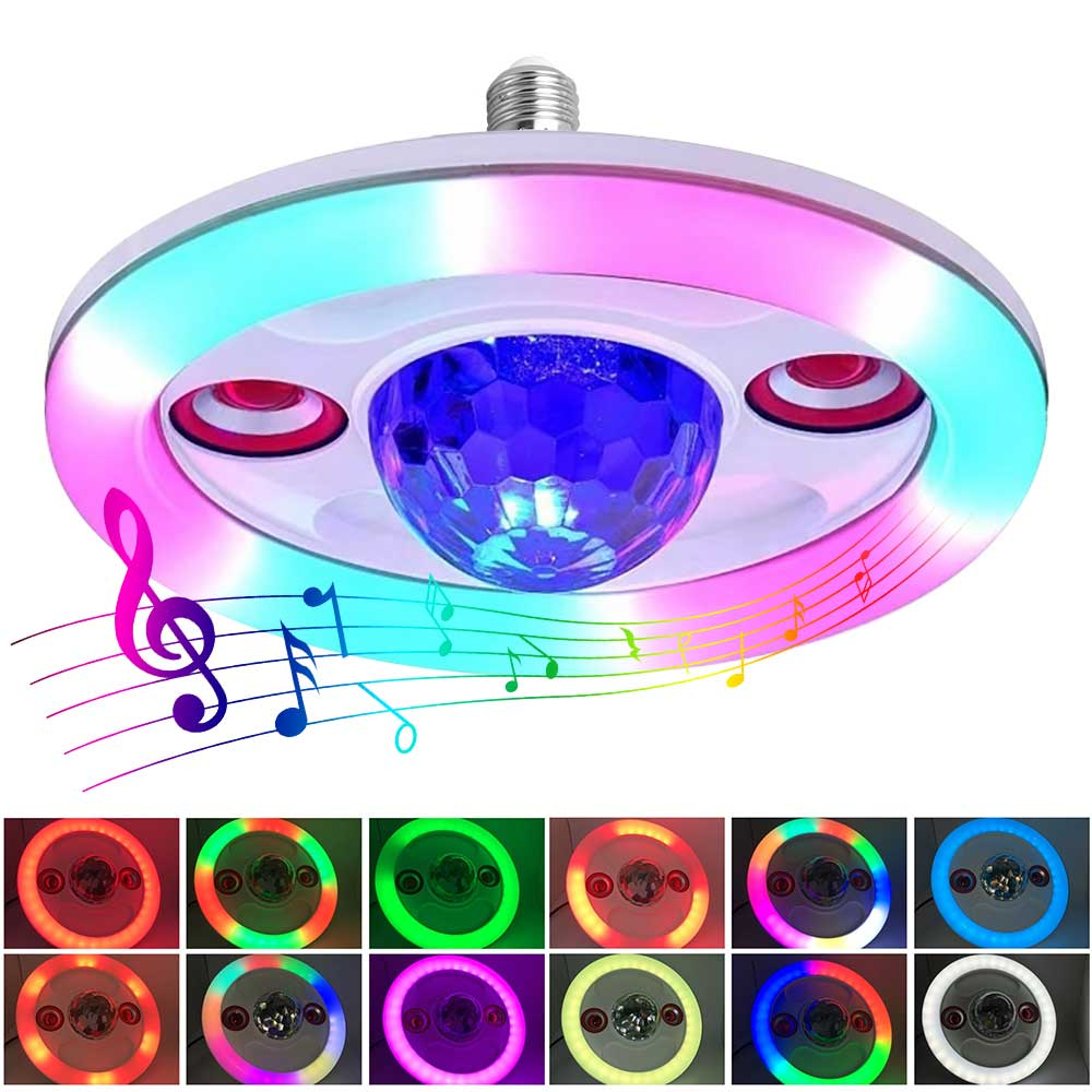 Bombillo Parlante Bluetooth RGB 36W E27 Doble Altavoz Control Remoto