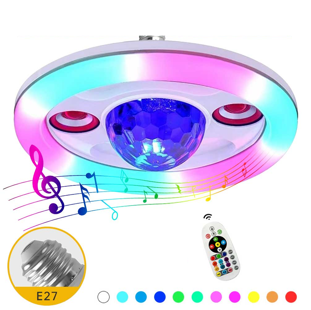 Bombillo Parlante Bluetooth RGB 36W E27 Doble Altavoz Control Remoto