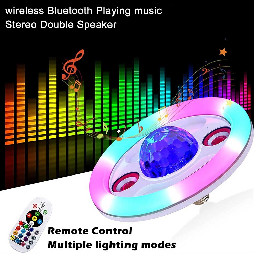Bombillo Parlante Bluetooth RGB 36W E27 Doble Altavoz Control Remoto