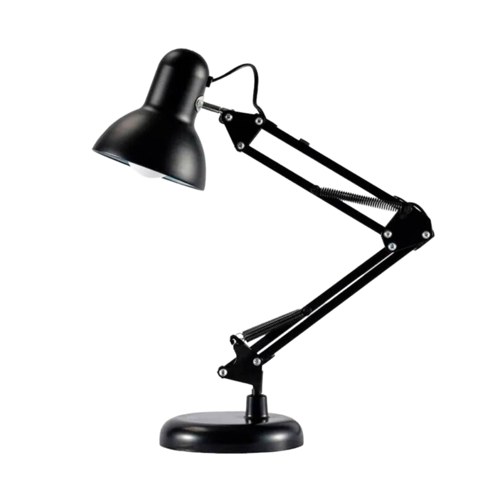 Lámpara Escritorio Brazo Flexible Articulado Bombillo LED E27 Negra