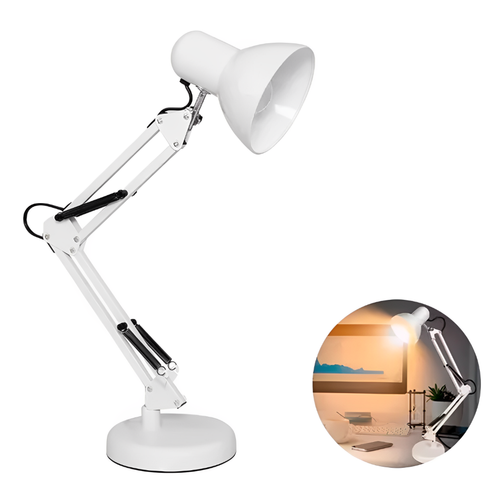 Lámpara Escritorio Brazo Flexible Articulado Bombillo LED E27 Negra