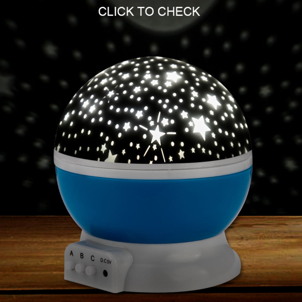Lámpara Proyector Estrellas Luna Giratoria LED RGB Luz Noche Niños USB