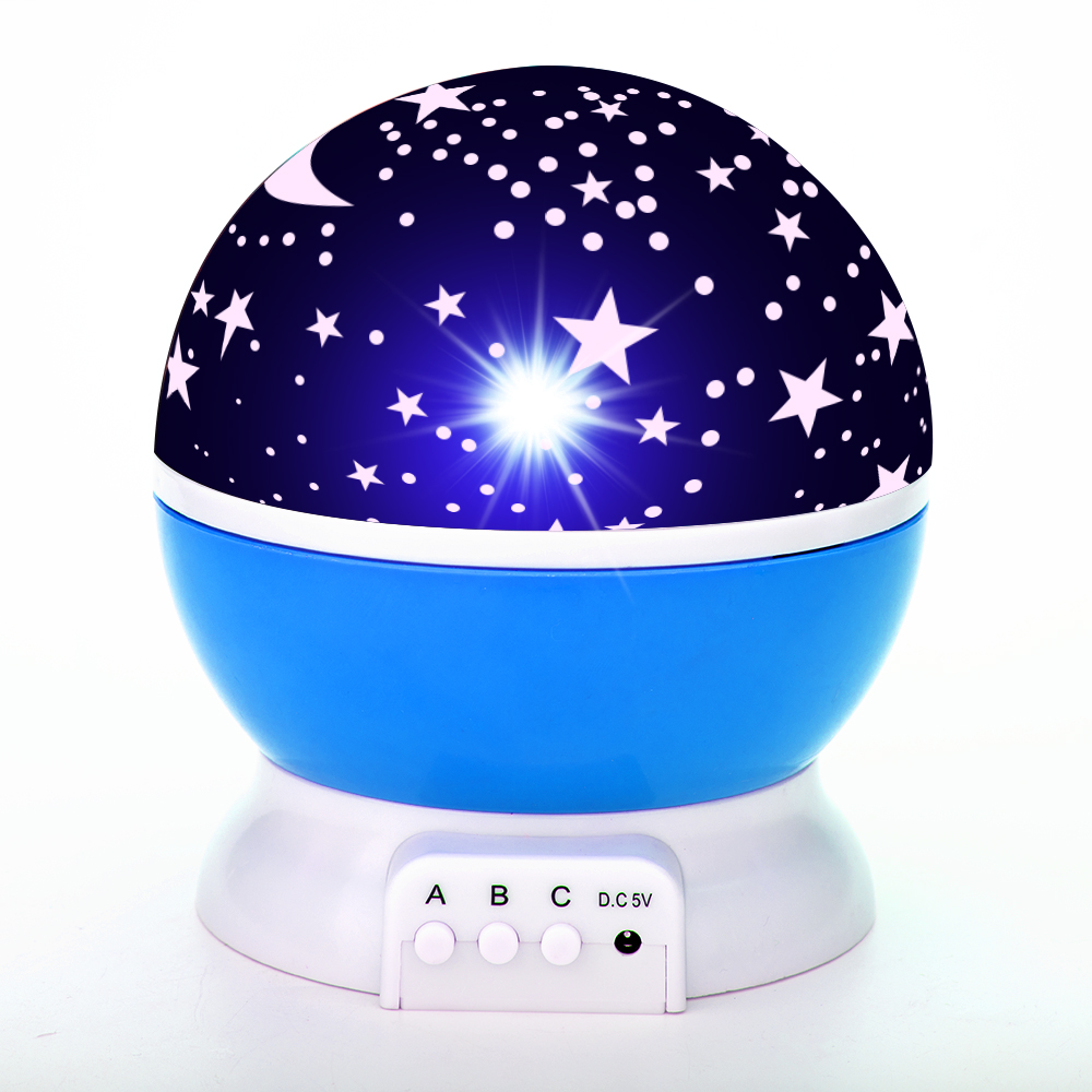 Lámpara Proyector Estrellas Luna Giratoria LED RGB Luz Noche Niños USB