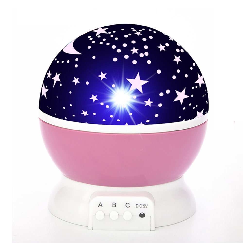 Lámpara Proyector Estrellas Luna Giratoria LED RGB Luz Noche Niños USB