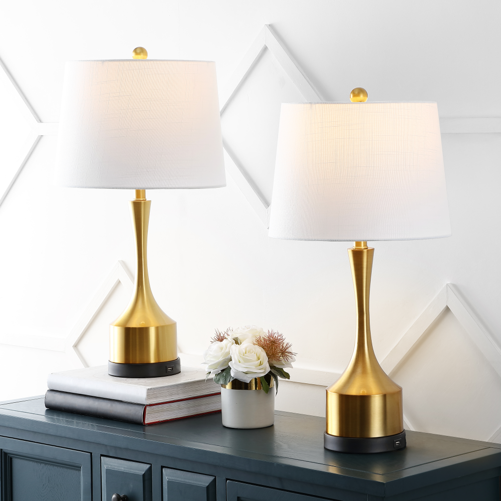 Lámpara Mesa Moderna Minimalista Lujo Pantalla Tela Metal 65cm E14