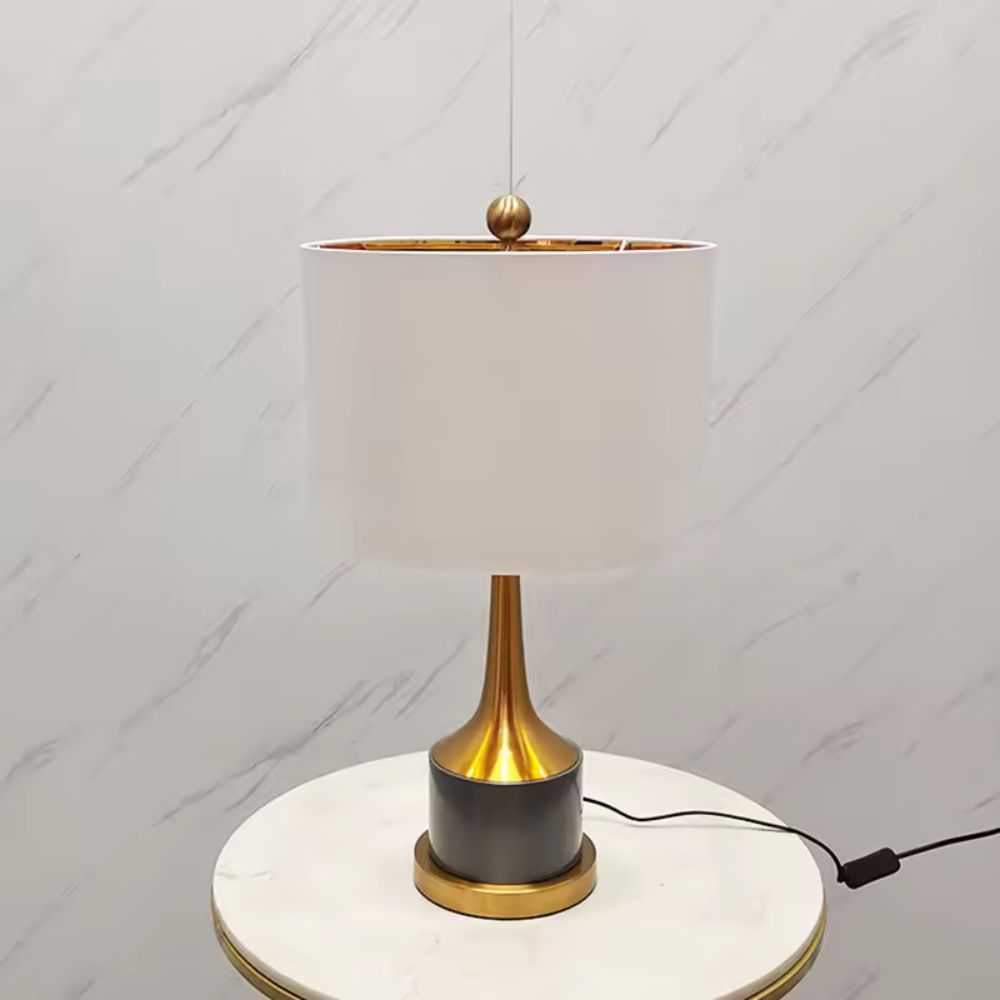 Lámpara Mesa Moderna Minimalista Lujo Pantalla Tela Metal 65cm E14