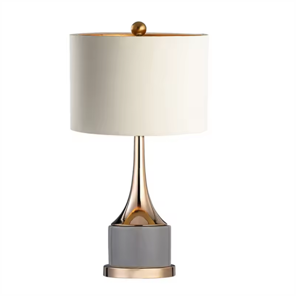 Lámpara Mesa Moderna Minimalista Lujo Pantalla Tela Metal 65cm E14