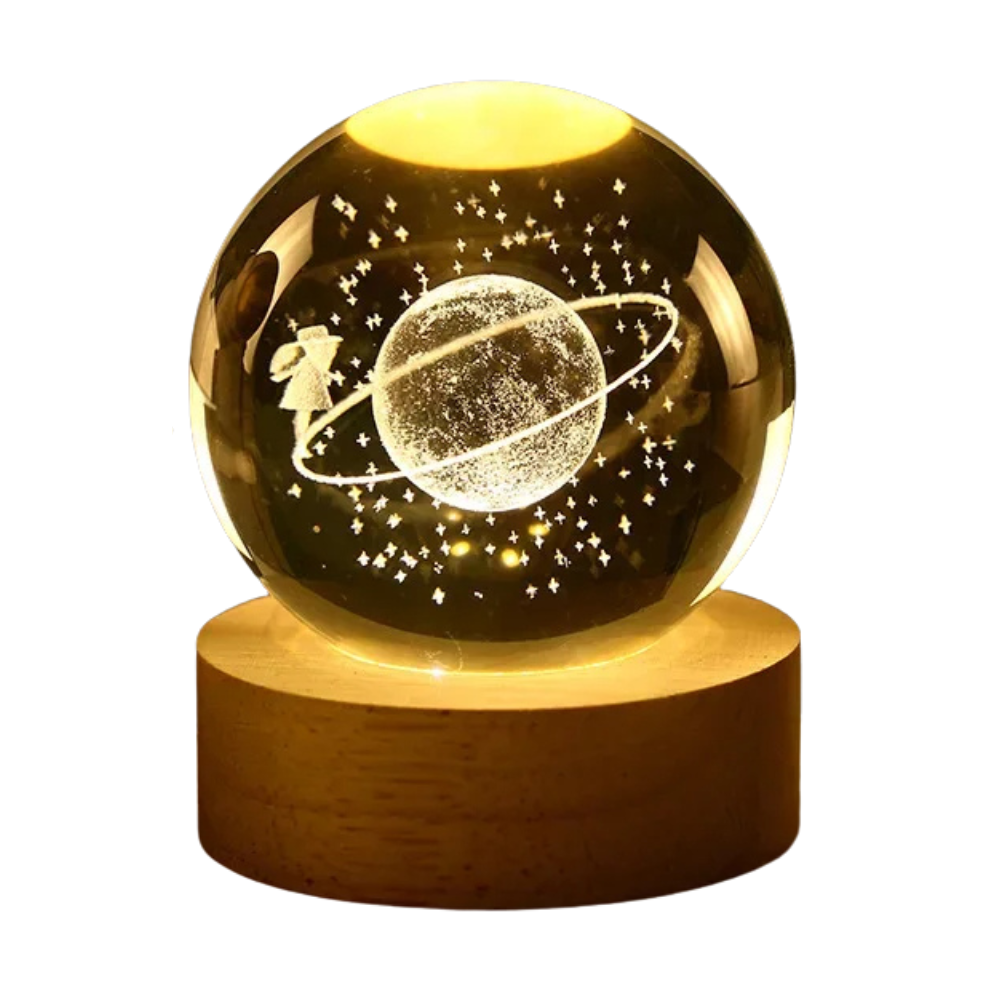 Lámpara Esfera Cristal 3D Luna Astronauta RGB Recargable 7 Colores