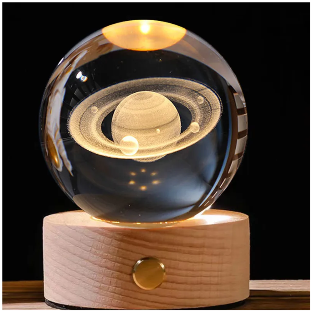 Lámpara Esfera Cristal 3D Luna Astronauta RGB Recargable 7 Colores