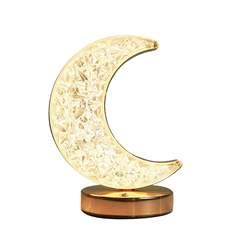 Lámpara Mesa Recargable Luna Acrílico 3 Tonos Táctil USB Tipo C Noche