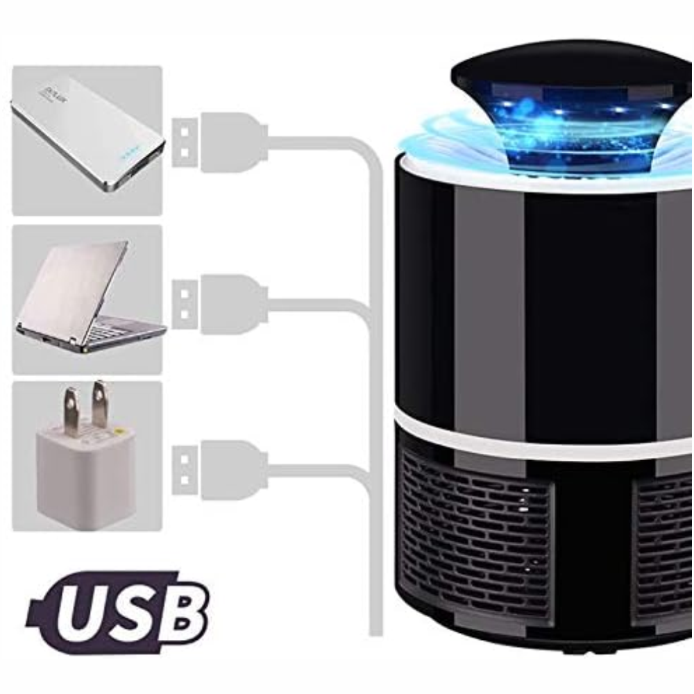 Lámpara Mata Mosquitos LED USB Silenciosa Trampa Zancudos Luz Nocturna