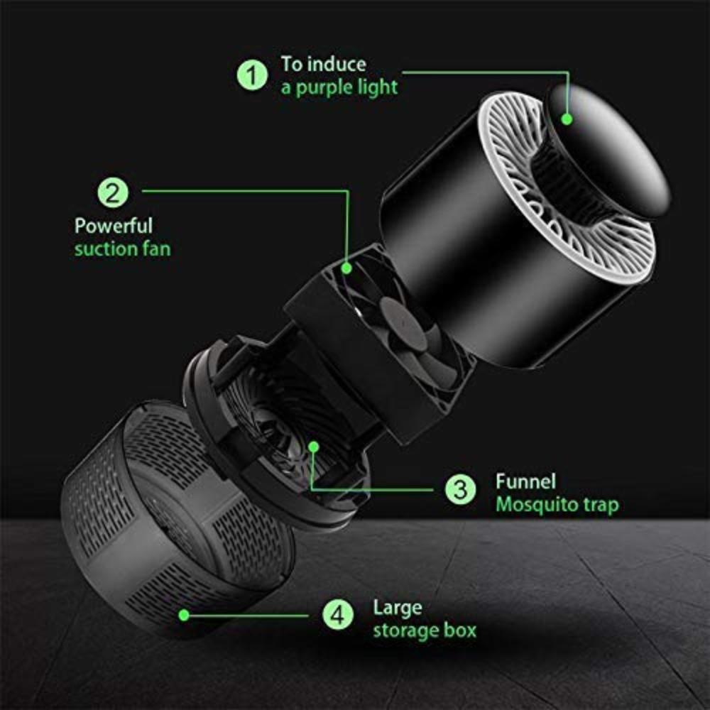 Lámpara Mata Mosquitos LED USB Silenciosa Trampa Zancudos Luz Nocturna