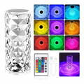 Lámpara Mesa Táctil Cristal Acrílico Diamante LED 3 Tonos Luz USB 5V