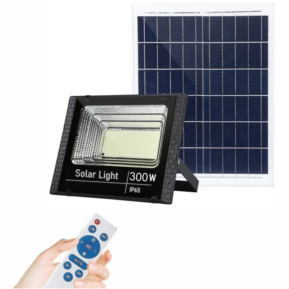 Reflector Solar Exterior 300W GD-758 Control Remoto Temporizador IP67