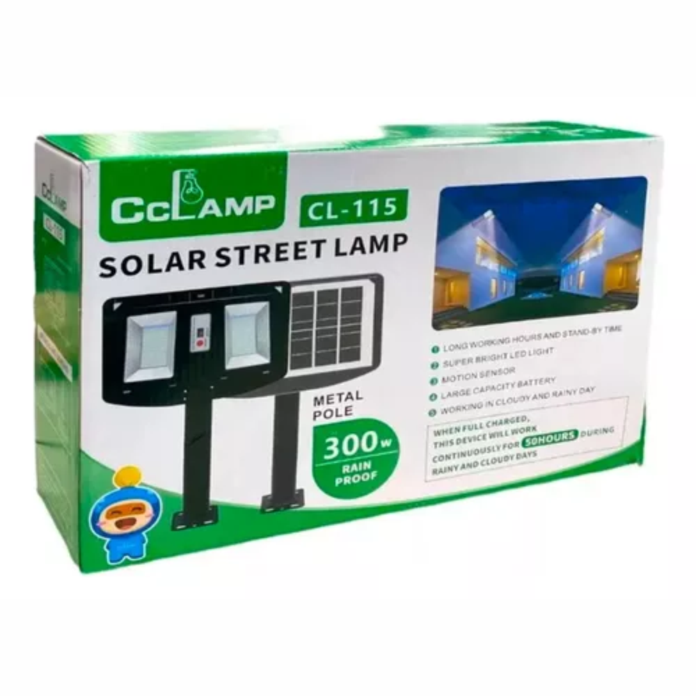 Reflector Solar 300W Sensor Movimiento CL115 Exterior IP65 LED Brazo