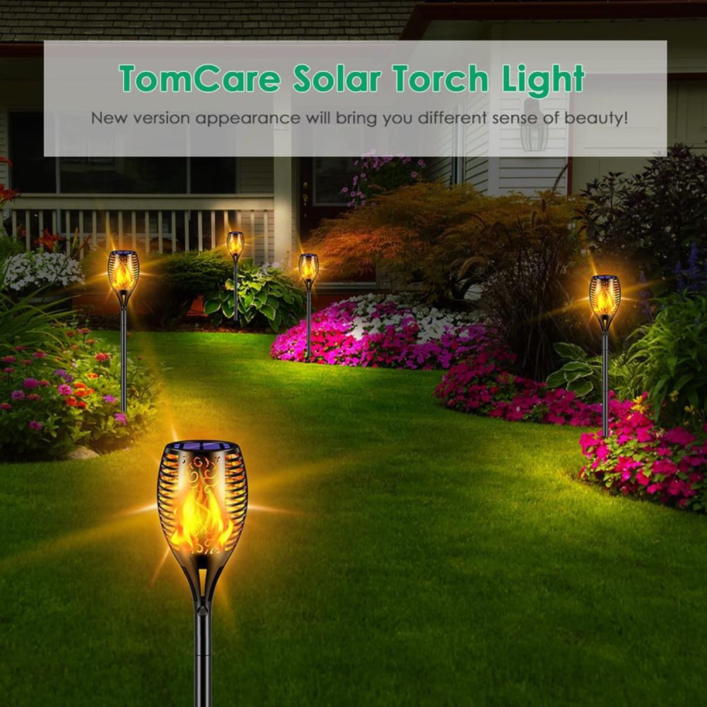 Lámpara Solar Antorcha Jardín Efecto Llama Fuego IP65 Exterior Estaca