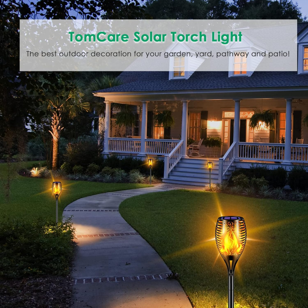 Lámpara Solar Antorcha Jardín Efecto Llama Fuego IP65 Exterior Estaca