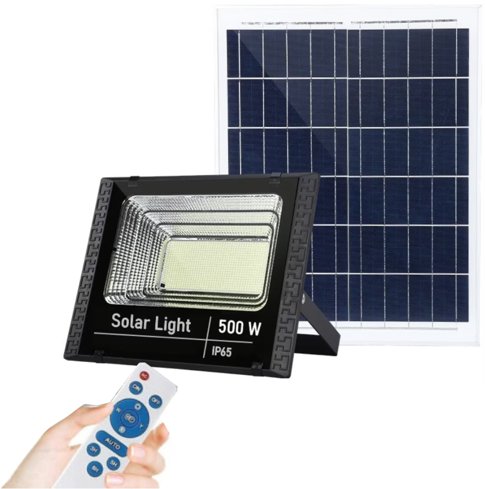 Reflector Solar Exterior 500W GD-759 Control Remoto Panel 25W IP67