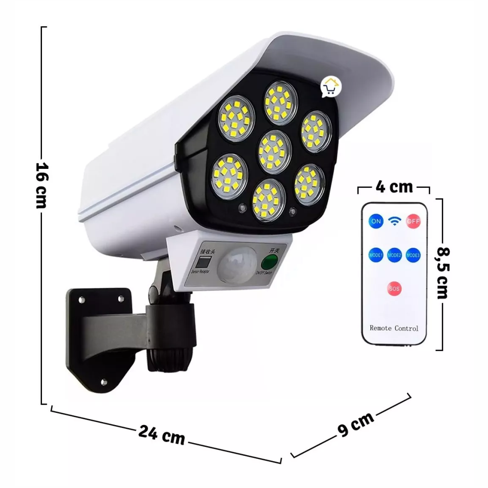 Lámpara Solar LED 77 SMD Sensor Movimiento Control Remoto IP65