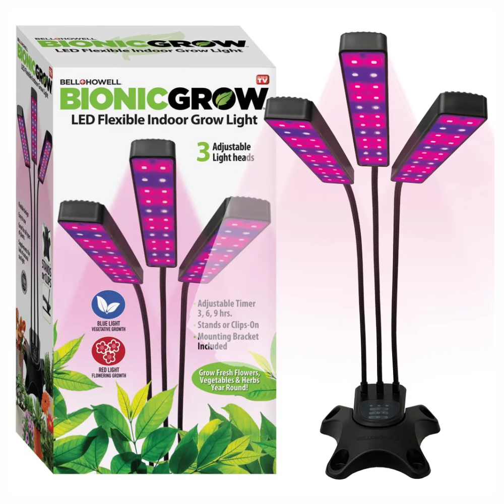 Lámpara LED Cultivo Plantas Interior Espectro Completo 3 Brazos Timer