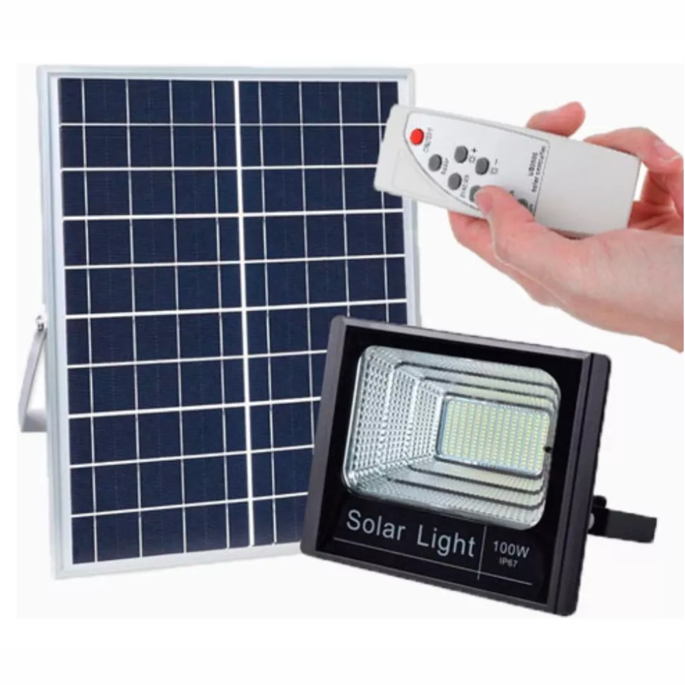 Lámpara Solar Exterior 100W CL-750S Sensor Movimiento Control Remoto