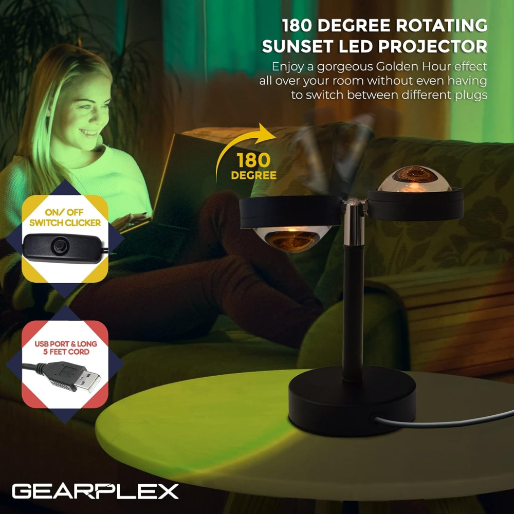 Lámpara Sunset RGB Efecto Atardecer Proyector Luz Decoración Fotos USB
