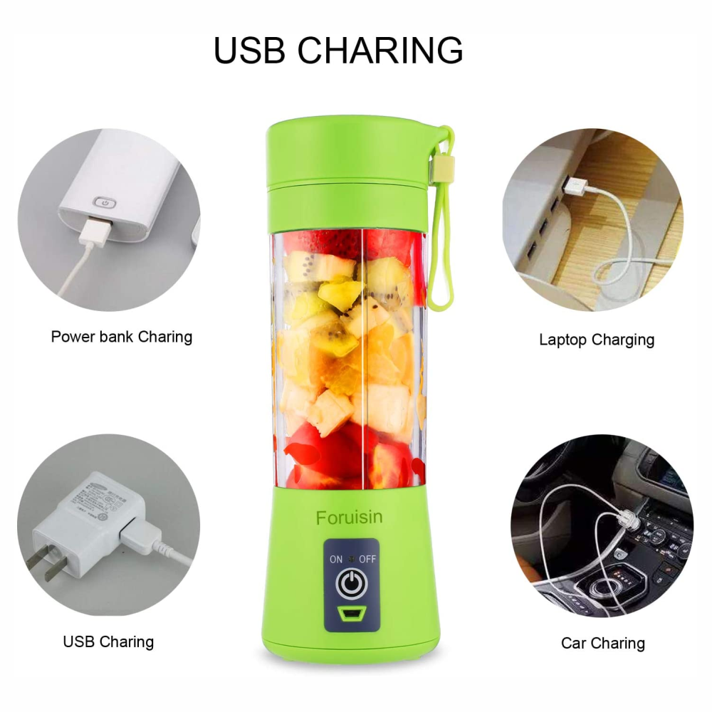 Licuadora Portátil Personal Recargable USB 6 Cuchillas 380 ml Batidos