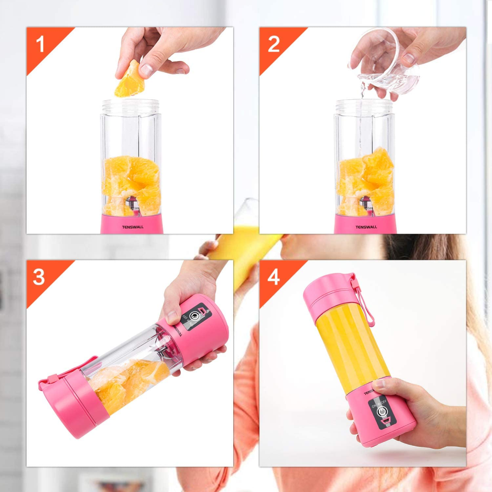 Licuadora Portátil Personal Recargable USB 6 Cuchillas 380 ml Batidos