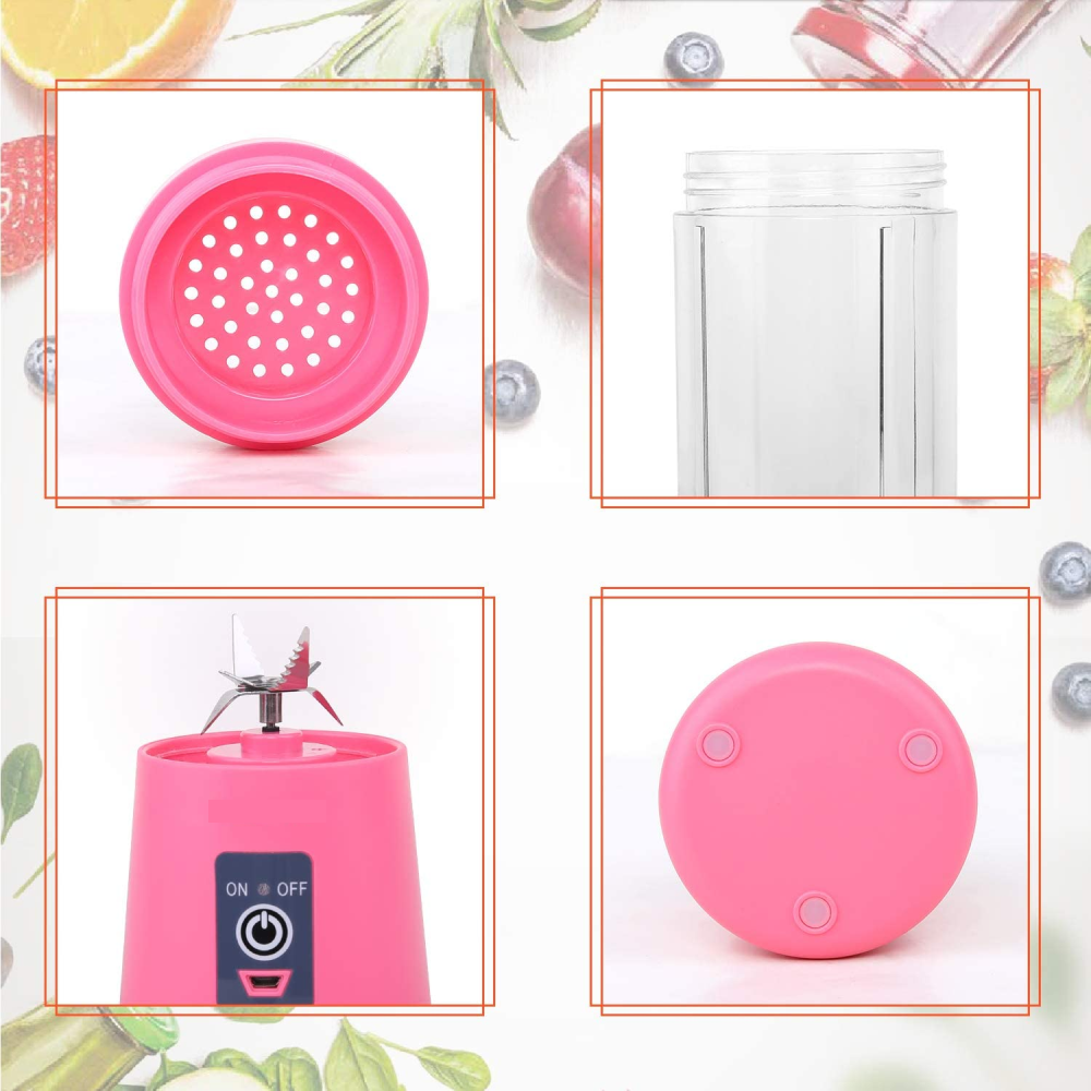 Licuadora Portátil Personal Recargable USB 6 Cuchillas 380 ml Batidos