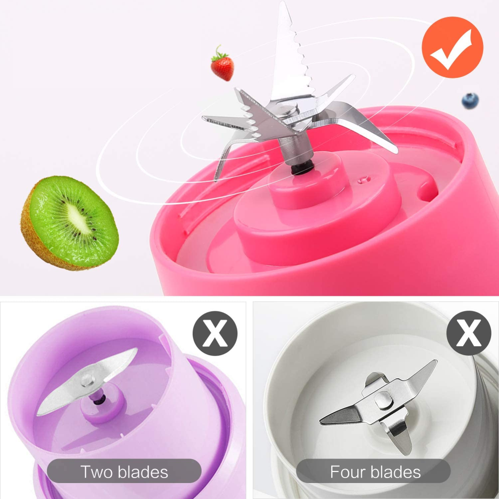 Licuadora Portátil Personal Recargable USB 6 Cuchillas 380 ml Batidos