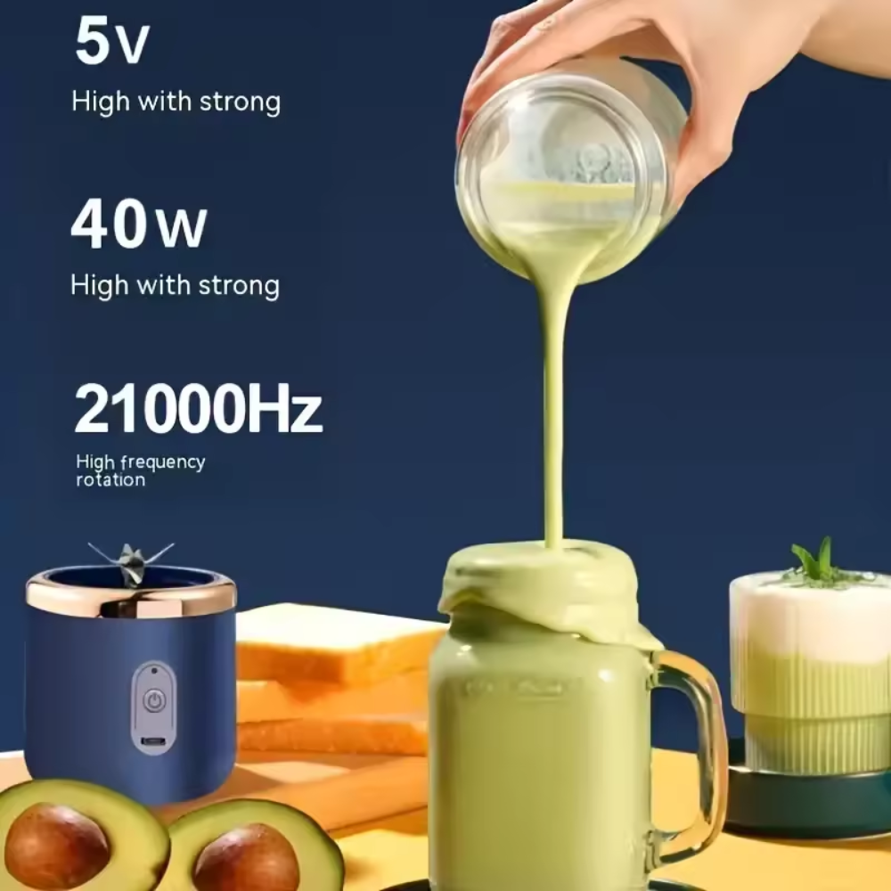 Licuadora Portátil Recargable USB 6 Cuchillas 310ml Batidos Jugos