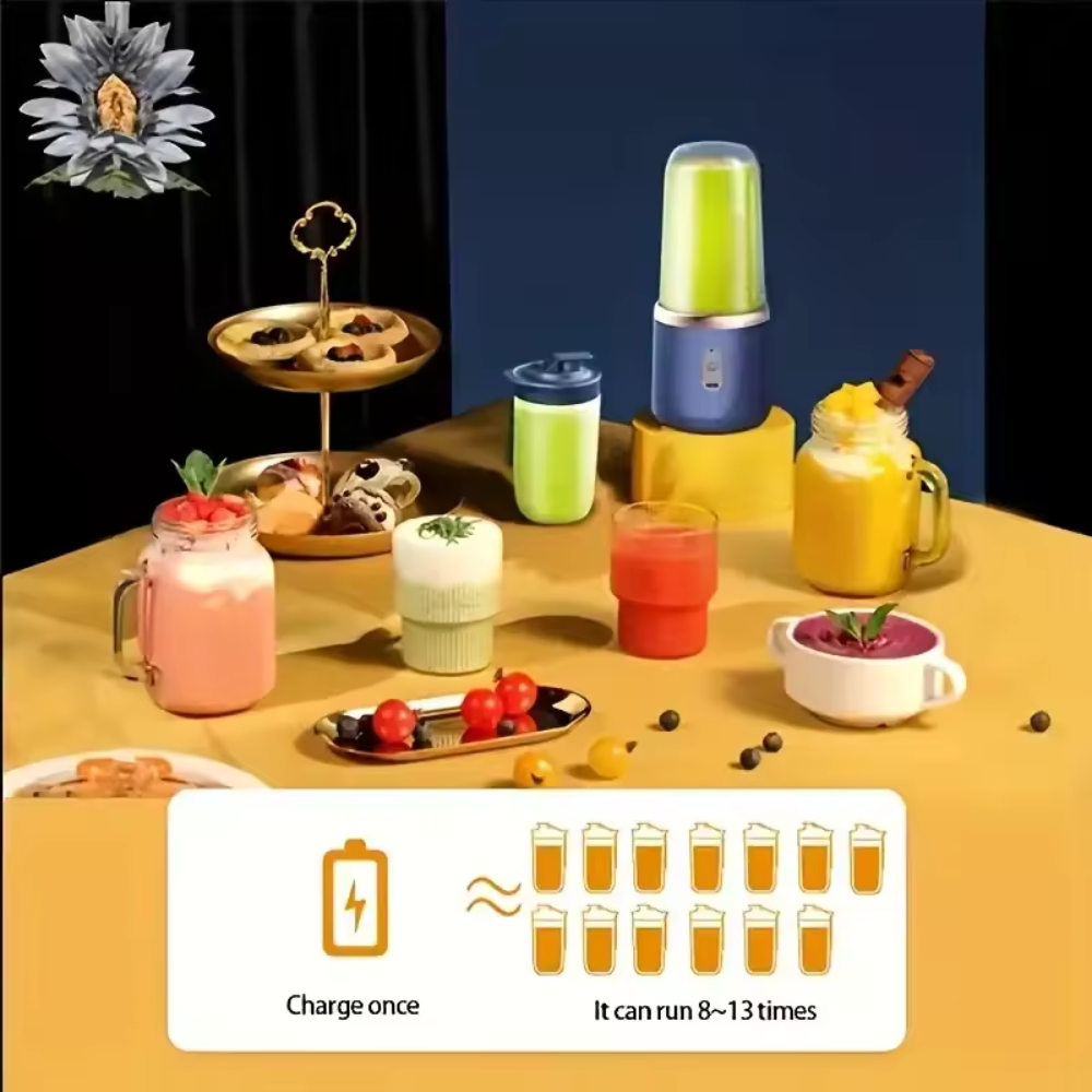 Licuadora Portátil Recargable USB 6 Cuchillas 310ml Batidos Jugos