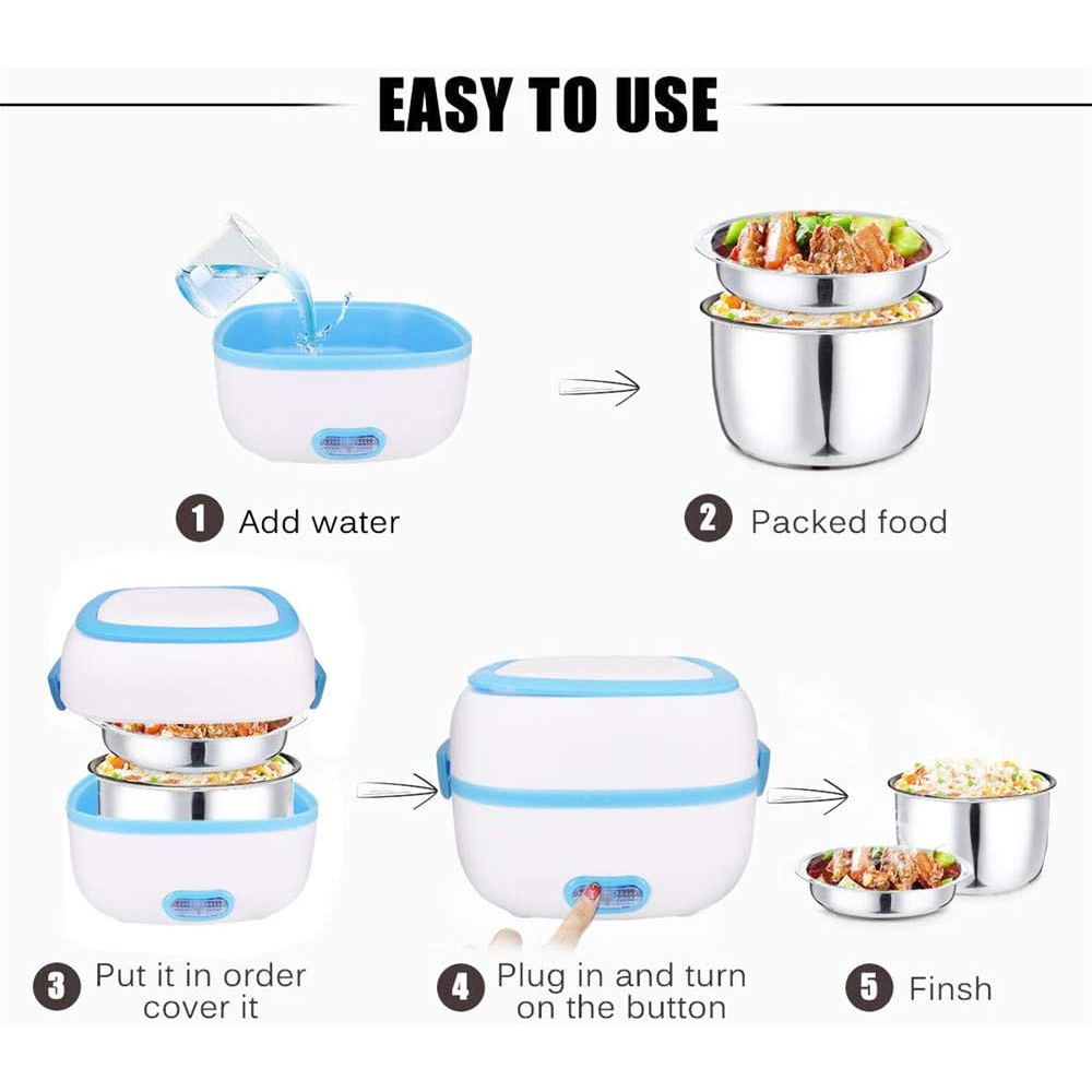 Lonchera Eléctrica Vapor 2 Niveles Acero Inoxidable Cocina Arroz 110V