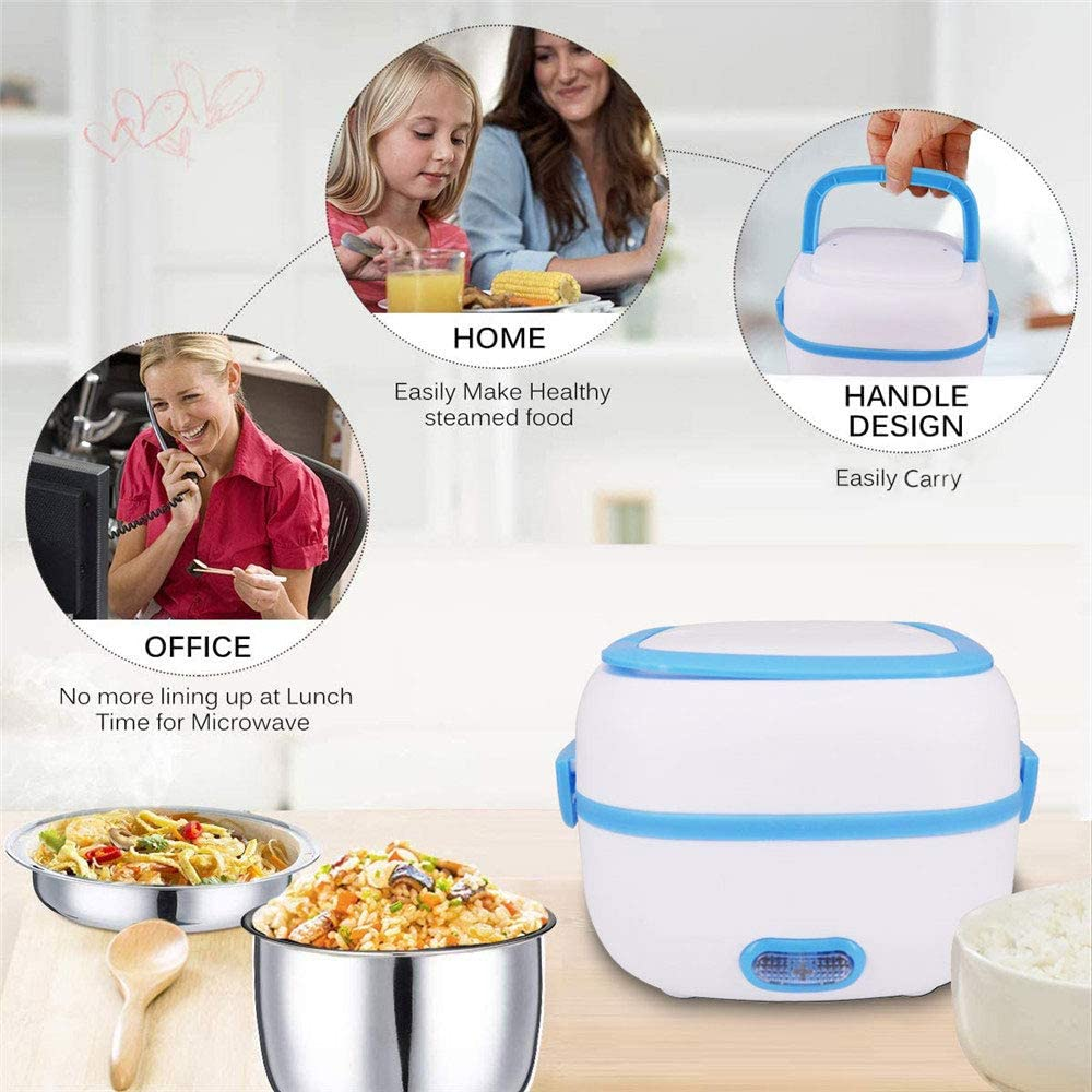 Lonchera Eléctrica Vapor 2 Niveles Acero Inoxidable Cocina Arroz 110V