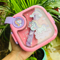 Lonchera Niños Acero Inoxidable 304 Cuchara Tijeras Unicornio Dino