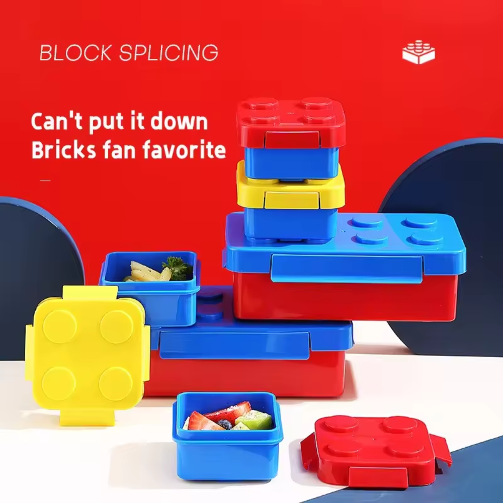 Lonchera Niños Bloques Armables Térmica Hermética Cubiertos Libre BPA