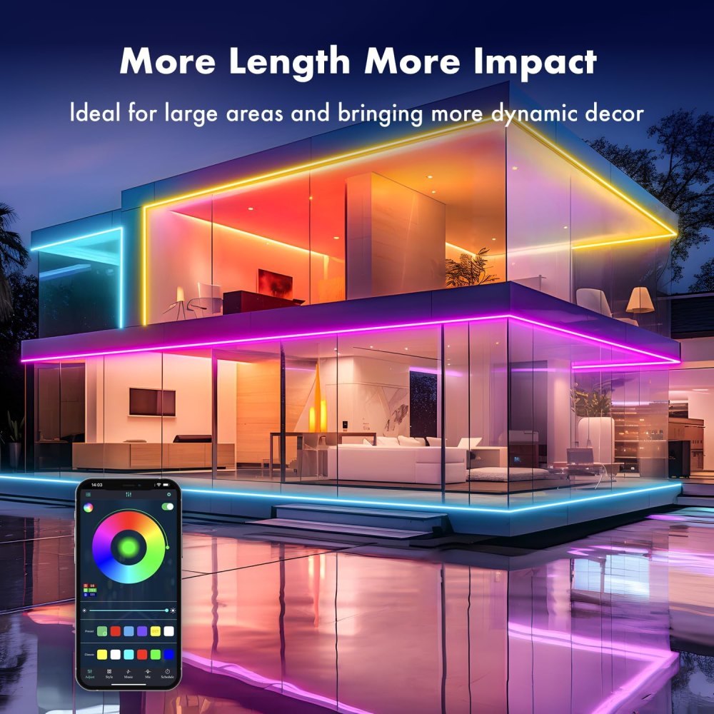 Tira Luz Neón LED RGB 5 Metros Rítmica App Control Remoto 44 Teclas