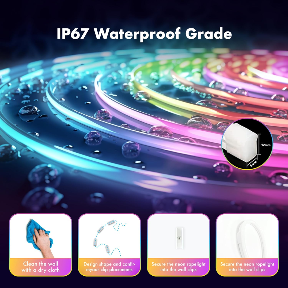 Tira Luz Neón LED RGB 5 Metros Rítmica App Control Remoto 44 Teclas