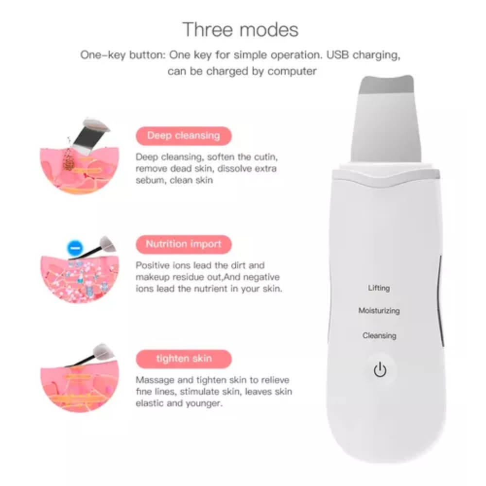 Limpiador Facial Ultrasónico Espátula Exfoliante Peeling Puntos Negros