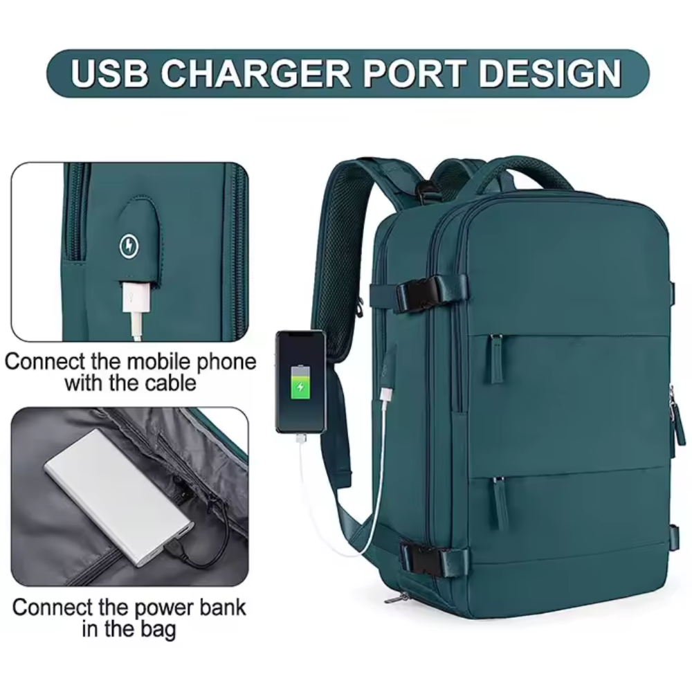 Maleta Mochila Viaje Cabina Impermeable Portátil 16 Bolsillo Zapatos