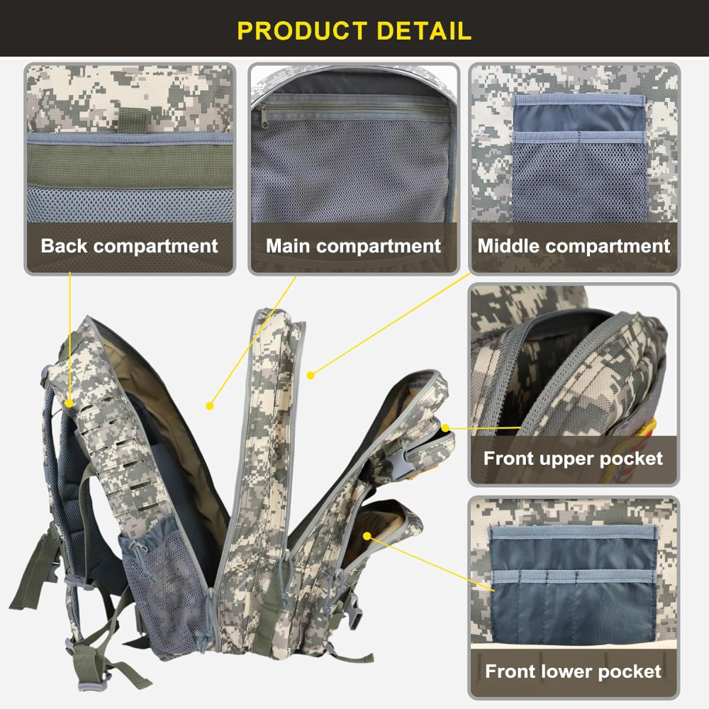 Maleta Táctica Militar 42 Litros Impermeable Oxford Molle Camping