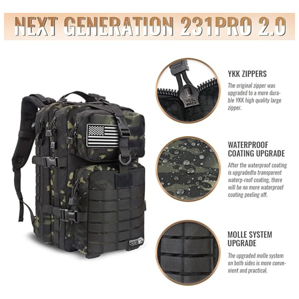 Maleta Táctica Militar 42 Litros Impermeable Oxford Molle Camping
