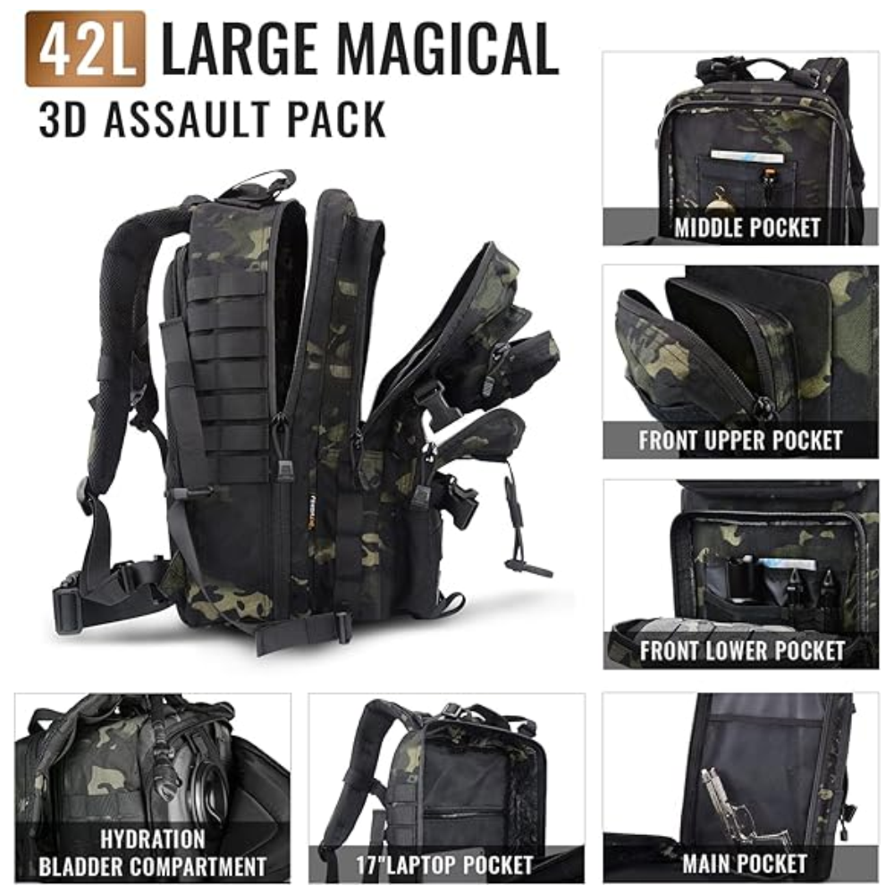 Maleta Táctica Militar 42 Litros Impermeable Oxford Molle Camping
