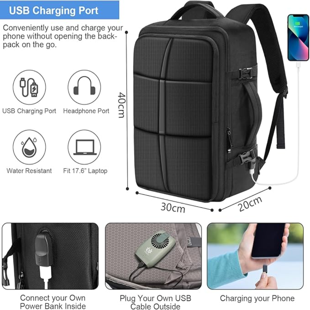 Maleta Mochila Viaje Cabina Expandible Impermeable Puerto USB Premium