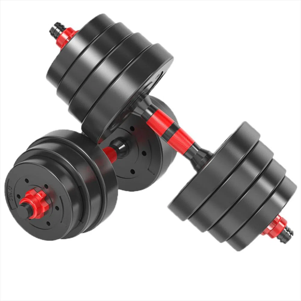 Kit Mancuernas 20kg Discos Termoforrados Barra Extensora Seguros
