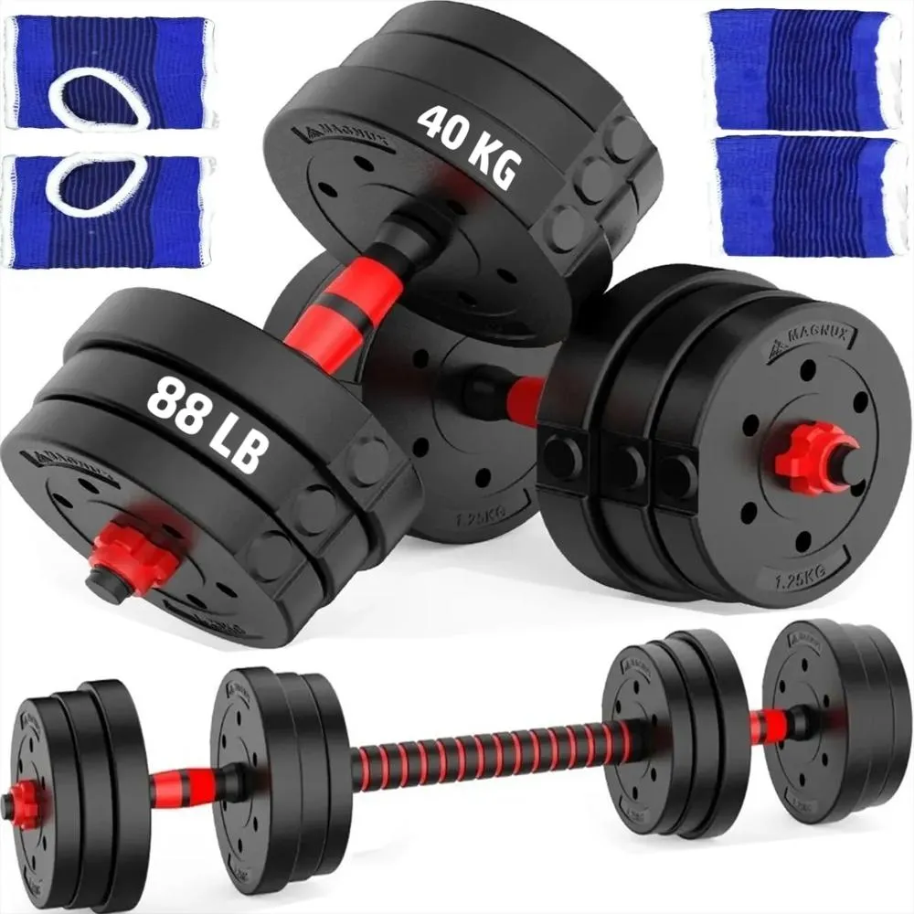 Kit Pesas Mancuernas 40kg Discos Ajustables Barra Extensora Gimnasio