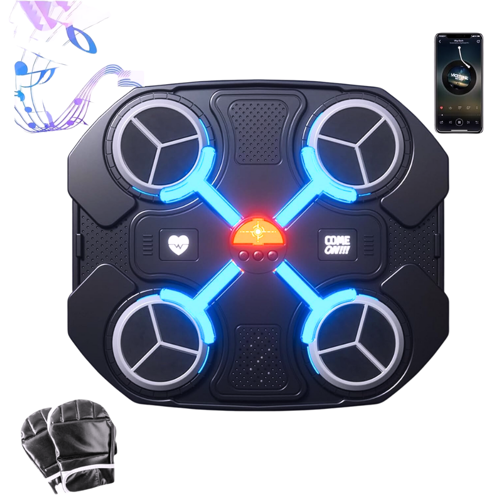 Máquina Boxeo Musical Niños Bluetooth LED Guantes Pared Juego Reflejos