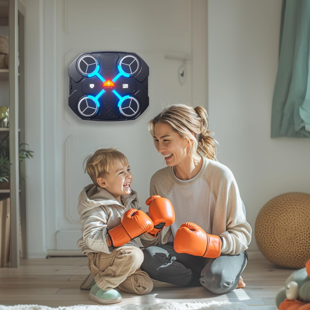 Máquina Boxeo Musical Niños Bluetooth LED Guantes Pared Juego Reflejos