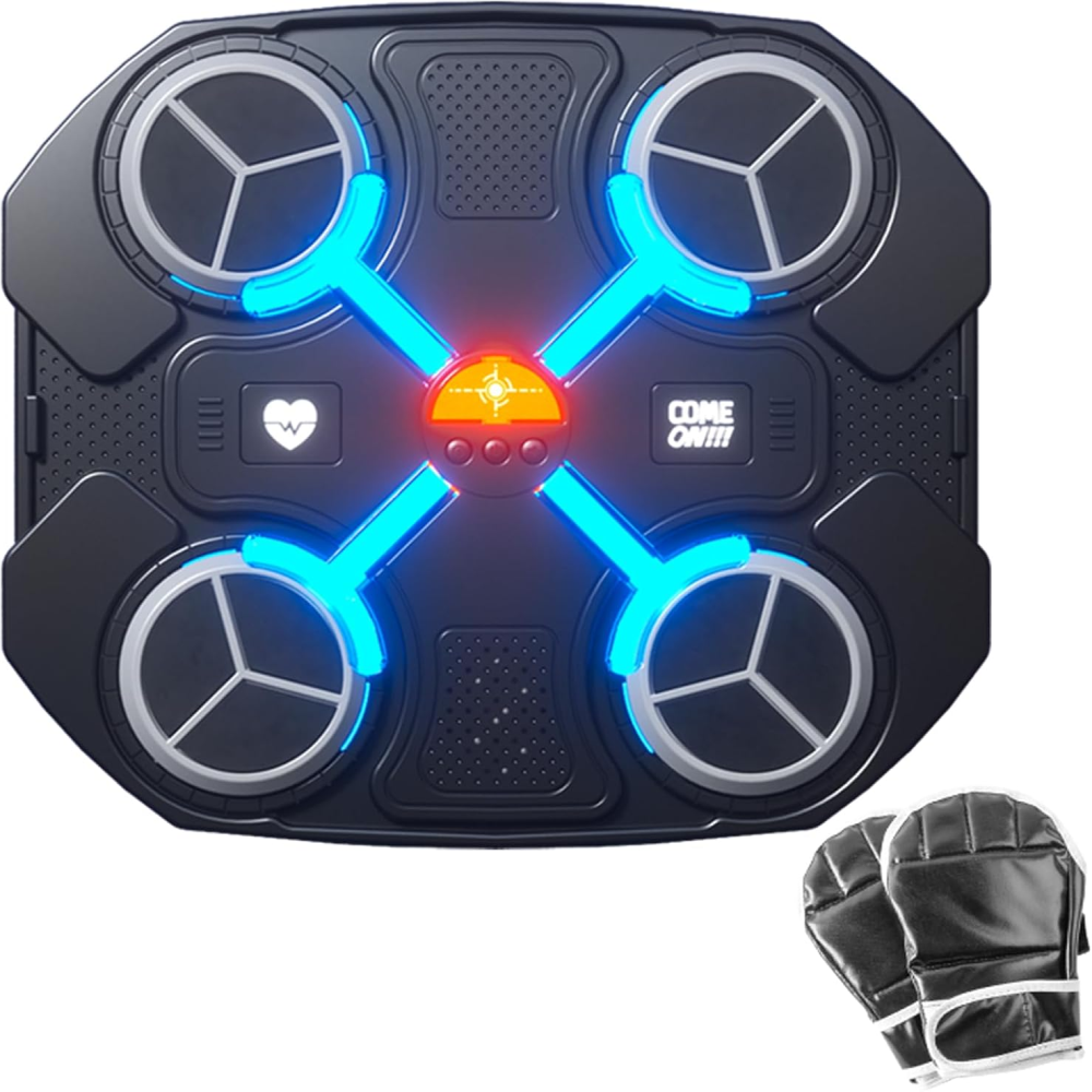Máquina Boxeo Musical Niños Bluetooth LED Guantes Pared Juego Reflejos