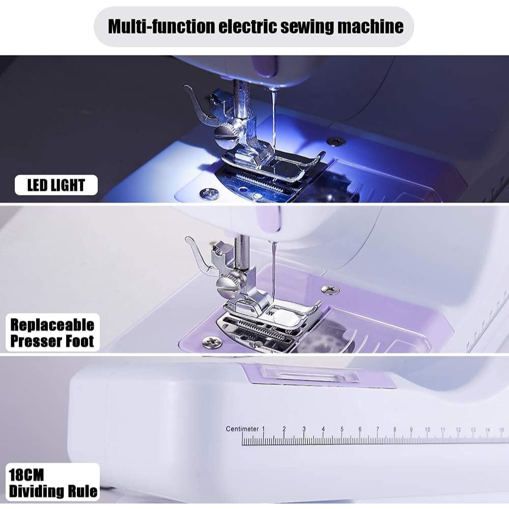 Máquina Coser Portátil Eléctrica Pedal 12 Puntadas Pilas Adaptador